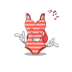 Swimsuit Cartoon design concept listening music on headphone