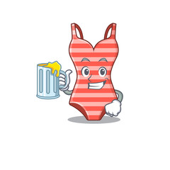 A cartoon concept of swimsuit with a glass of beer