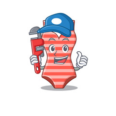 cartoon character design of swimsuit as a Plumber with tool