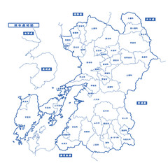熊本県地図 シンプル白地図 市区町村