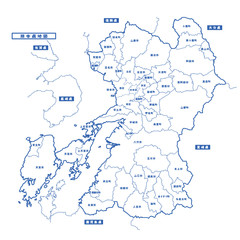 熊本県地図 シンプル白地図 市区町村