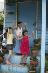 Children jumping and cheering