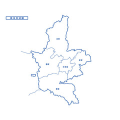 Naklejka premium 熊本市地図 シンプル白地図 市区町村