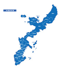 沖縄県地図 シンプル青 市区町村