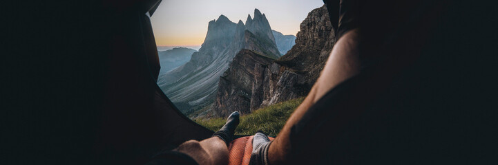 Fototapeta premium Hike to Seceda alps in Italy