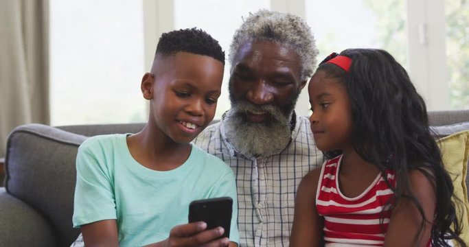 African American grandfather and grandchild spending time together 