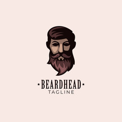 Simple minimalist beard head mascot logo design template