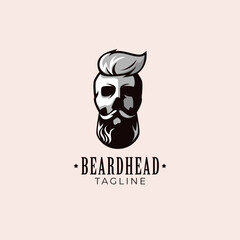 Simple minimalist beard head mascot logo design template