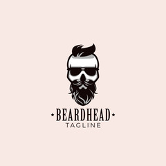 Simple minimalist beard head mascot logo design template