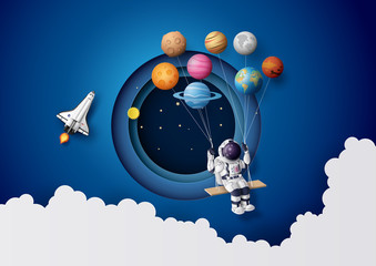 Astronaut floating in the stratosphere . - obrazy, fototapety, plakaty