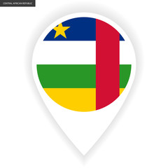 Central African Republic marker icon with shadow isolated on white background. Central African Republic sticker flag on white background.