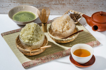 アジア風　抹茶かき氷　Green tea shaved ice