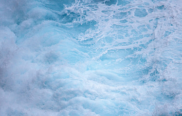 closeup of ocean waves crashing