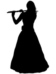フルートを吹く女性のシルエット © mark