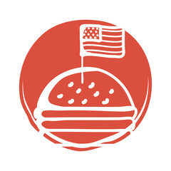 hamburger with usa flag block style icon