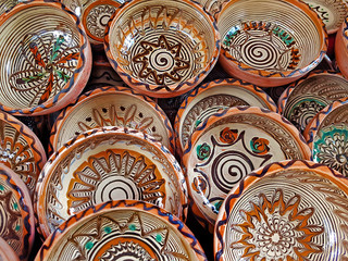 Vintage Traditional Romanian Decorative Clay Pottery From Horezu Region