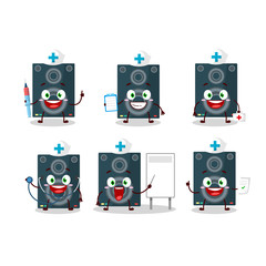 Doctor profession emoticon with loudspeaker cartoon character
