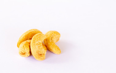 Roasted cashew nuts isolated on white background