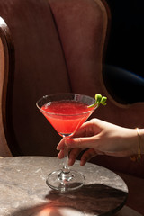 Classic Cosmopolitan with a lime peel