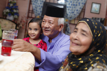 Senior man and woman with their granddaughter