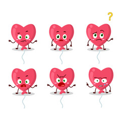 Cartoon character of red love baloon with what expression