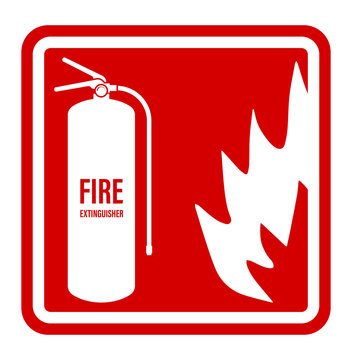 sign of installing a fire extinguisher in a room. Red on white isolated vector