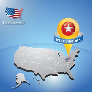 west viginia state on map of usa