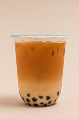 Bubble milk tea in a plastic cup