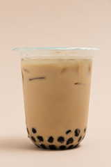 Bubble milk tea in a plastic cup