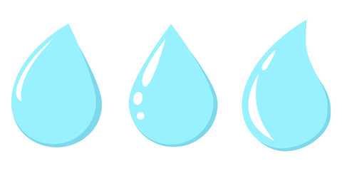 Blue water drop icon. Vector image of raindrop. Set of logos droplets. Stock template.