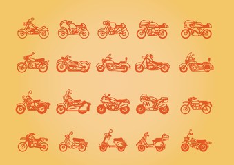 A collection of different two wheelers illustration.