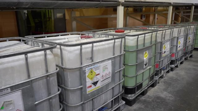 the chemical tanks are lined up