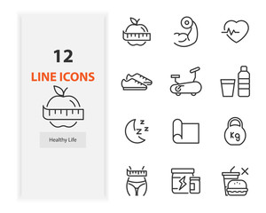 set of healthy life icons, health, fitness, workout, gym