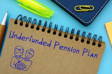 Business concept meaning Underfunded Pension Plan with phrase on the page.