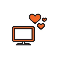 Led monitor icon with heart