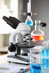 Head microscope on the background laboratory