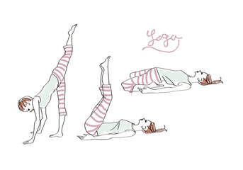 ヨガ　ストレッチ　イラスト　セット