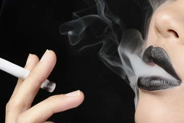 Woman smoking cigarette