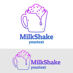 milk shake hand drawn logo design. gradient color
