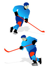 ice hockey player shape silhouette set vector sports icon