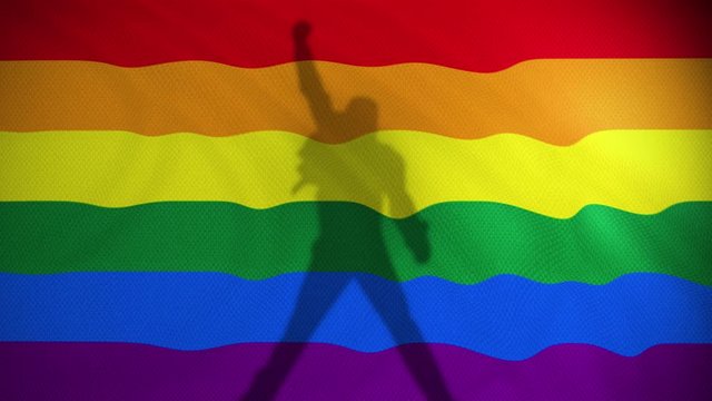 flag  LGBT GLBT A Rainbow waves with a shadow that reminds us to Freddie Mercury / Symbol of transgender rights love equality and freedom - gay pride supporters Concept Gender Lesbian Gays Rights Love