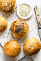 Homemade bread rolls on a table