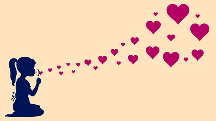 wall sticker silhouette of a girl with heart