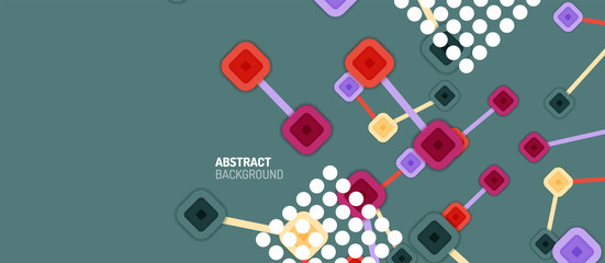 Abstract square dot connections, flat style multicolored geometric background for Wallpaper, Banner, Background, Card, Book Illustration, landing page or poster design