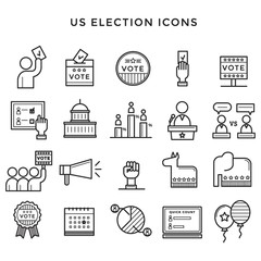 US election icons illustration.
