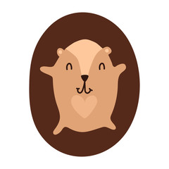 Cute little hedgehog kawaii cartoon character. Baby greeting card template. Flat design. Vector illustration with a good hedgehog. Small forest animal on a white background clip art isolated