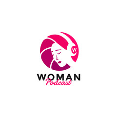 woman wear headphone earphone for podcast company