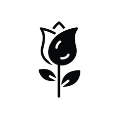 Black solid icon for rose