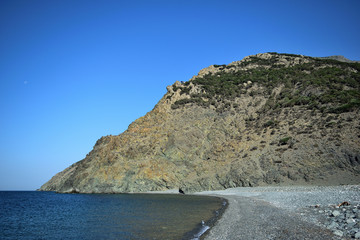 rocky coast of the sea - wild and beauty Kipos beach in Samothrace island, Samothraki, Greece, Aegean sea