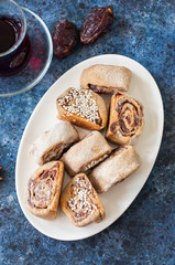 Makrouta  middle eastern cookies with date filling.